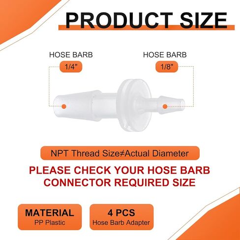 4 Pack Plastic Hose Barb to Adapter, 1/8" Barb x 1/4" for Home Gardening, Water Treatment, Hose Quick Connect Fittings in Saudi Arabia