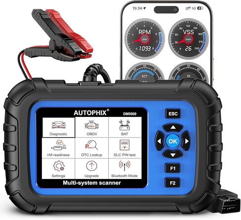 AUTOPHIX DM5900 Car Scanner 7-in-1 OBD2 Diagnostic Tool for Engine Transmission ABS SRS, 12V Battery Tester and Scan Tool with Protective Case & Lifetime Free Updates in Kuwait