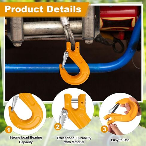 4 قطع خطاف انزلاقي Clevis مقاس 3/8 بوصة مع مزلاج أمان G80 قطرة من سبائك الصلب شديدة التحمل، حد تحميل 4400 رطل لمركبة سحب المقطورة in Kuwait