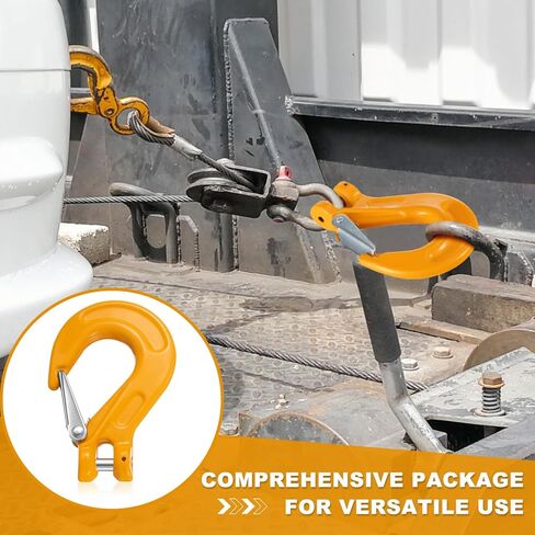 4 قطع خطاف انزلاقي Clevis مقاس 3/8 بوصة مع مزلاج أمان G80 قطرة من سبائك الصلب شديدة التحمل، حد تحميل 4400 رطل لمركبة سحب المقطورة in Kuwait