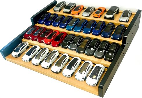Toy Car Display Rack for Matchbox Hot Wheels, Wooden Toy Car Holder Stand Organizer Holds 36 Model Cars, Desktop Model Car Display Organizer, Collapsible Toy Car Storage in Kuwait