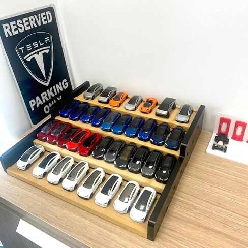 Toy Car Display Rack for Matchbox Hot Wheels, Wooden Toy Car Holder Stand Organizer Holds 36 Model Cars, Desktop Model Car Display Organizer, Collapsible Toy Car Storage in Kuwait