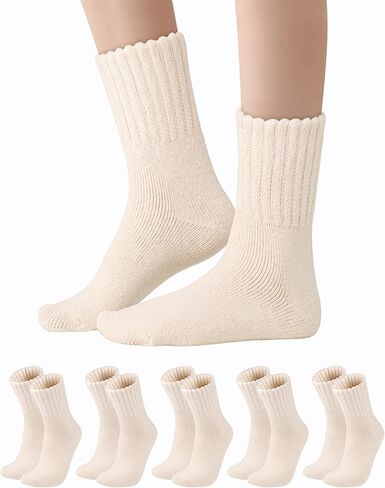 3/5 Pairs Boot Socks for Women Winter Warm Thick Cozy Crew Sock Thermal Knit Solid Color Socks Christmas Gifts in Kuwait