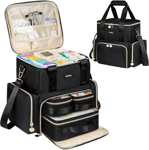 Large Medicine Bag with 2 Removable Cases, Medication Travel Bag with Multiple Storage Sections for Prescription Bottles, Vitamins & Medical Supplies, Black in Kuwait