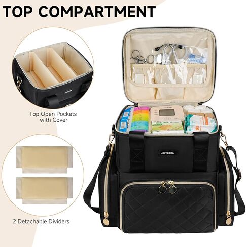 Large Medicine Bag with 2 Removable Cases, Medication Travel Bag with Multiple Storage Sections for Prescription Bottles, Vitamins & Medical Supplies, Black in Kuwait