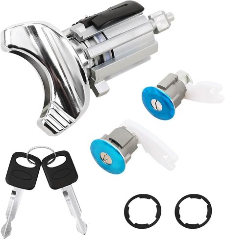 اسطوانة قفل مفتاح الإشعال Ramata مع مفاتيح رقائق مستجيب 2PCS FORD F150 F250 F350 FOCUS ESCER MUSTANG LINCOLN MERCURY & MAZDA REPORT#924-717 4L3Z11582BB in Kuwait