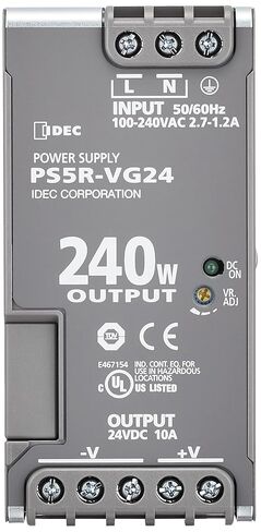 IDEC PS5R-VG24 10 أمبير، 100-240 فولت تيار متردد، 2.7-1.2 أمبير، 24 فولت تيار مستمر، 240 واط، 50/60 هرتز، مصدر طاقة in Saudi Arabia
