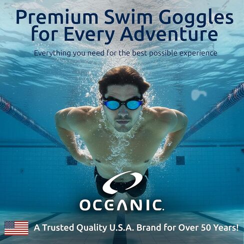 Oceanic Adult Swim Goggles 3 Pack (L/XL), Anti-Fog UV400 Leakproof Seal, 1 Mirrored + 2 Clear, Easy Side-Adjust Straps for Lap Swimming, Training & Open Water in Saudi Arabia