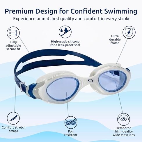 Oceanic Adult Swim Goggles 3 Pack (L/XL), Anti-Fog UV400 Leakproof Seal, 1 Mirrored + 2 Clear, Easy Side-Adjust Straps for Lap Swimming, Training & Open Water in Saudi Arabia