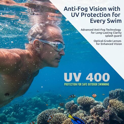 Oceanic Adult Swim Goggles 3 Pack (L/XL), Anti-Fog UV400 Leakproof Seal, 1 Mirrored + 2 Clear, Easy Side-Adjust Straps for Lap Swimming, Training & Open Water in Saudi Arabia