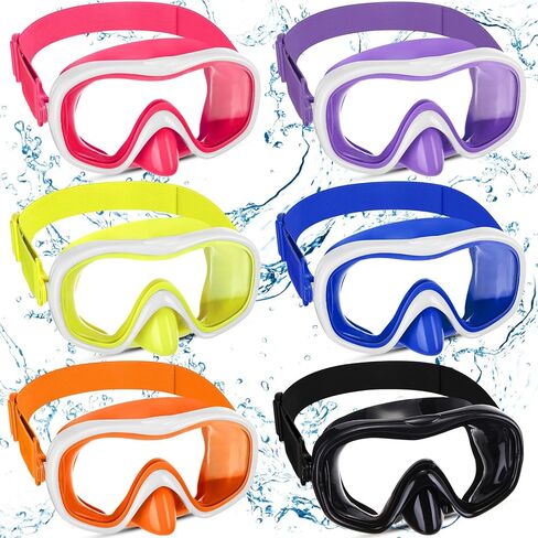 Relaxweex 6 Pcs 180° Swim Goggles with Nose Cover for Kids Snorkel Diving Mask Elastic Fabric Strap for Ages 4-14 in Saudi Arabia