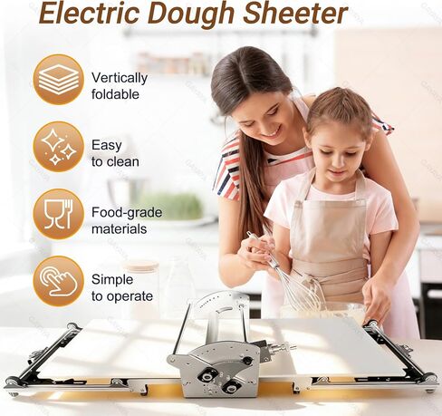 أسطوانة العجين التجارية بسمك قابل للتعديل، آلة أسطوانة العجين القابلة للطي، إعدادات سمك قابلة للتعديل 0.08 بوصة - 1.18 بوصة، للمعجنات المنتفخة والفوندان in Kuwait