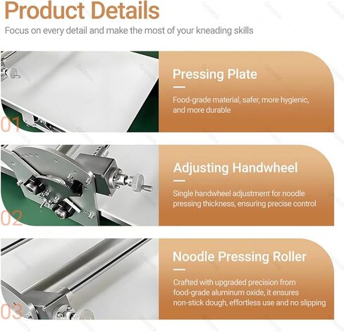 أسطوانة العجين التجارية بسمك قابل للتعديل، آلة أسطوانة العجين القابلة للطي، إعدادات سمك قابلة للتعديل 0.08 بوصة - 1.18 بوصة، للمعجنات المنتفخة والفوندان in Kuwait