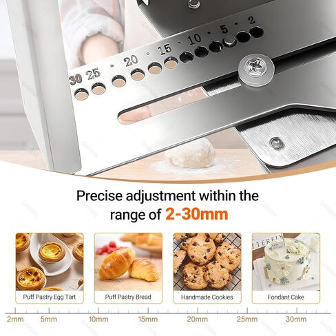 أسطوانة العجين التجارية بسمك قابل للتعديل، آلة أسطوانة العجين القابلة للطي، إعدادات سمك قابلة للتعديل 0.08 بوصة - 1.18 بوصة، للمعجنات المنتفخة والفوندان in Kuwait