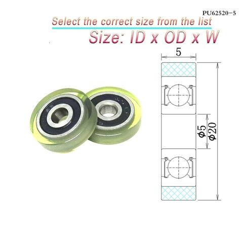 PU Coated Roller 1pcs Polyurethane Small Pulley Wheel Diameter PU Coated Roller with 605 Bearing Plastic Bearing(PU62522-5 5x22x5mm) in Saudi Arabia