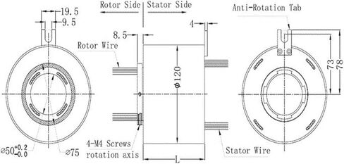 Connector Slip Ring high Current 20A with 6 Wires Inner Diameter 50mm Rotary Joint 300 RPM in Saudi Arabia