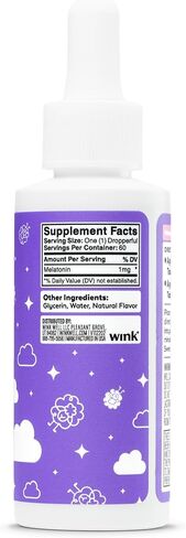 قطرات الميلاتونين السائلة من وينك ويل كيدز - قطرات نوم طبيعية للأطفال الصغار والمراهقين، تساعد على النوم مع 1 ملجم لكل وجبة - الميلاتونين السائل غير الإدماني للأطفال - 2 أونصة in Kuwait