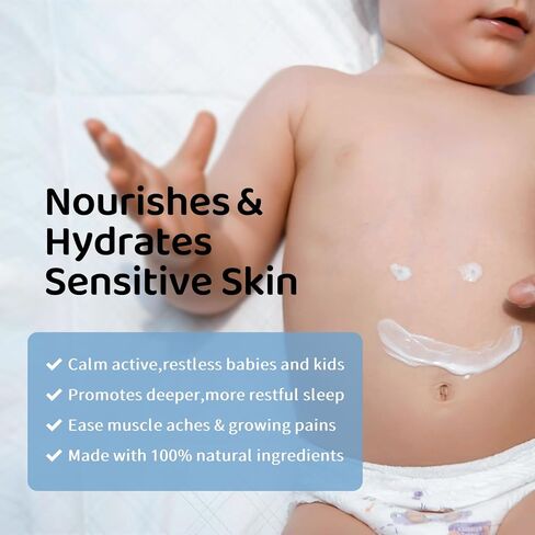 2026 لوشن مغنيسيوم للأطفال - لوشن عضوي للأطفال - راحة مهدئة واسترخاء - كريم مغنيسيوم موضعي يهدئ الأطفال في وقت النوم والليل - بدون الميلاتونين (4 أونصة) in Kuwait