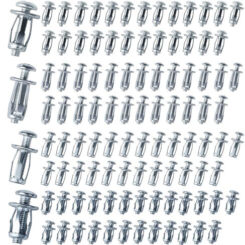 تشكيلة 100 قطعة من صواميل جاك المسمار، M4-20 M4-25 M5-25 M6-25 صامولة جاك مع مجموعة متنوعة من البراغي (لتركيب لوحة الترخيص، تركيب الجدار/الصفائح المعدنية المجوفة) in Kuwait