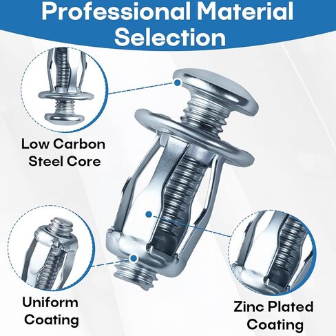 تشكيلة 100 قطعة من صواميل جاك المسمار، M4-20 M4-25 M5-25 M6-25 صامولة جاك مع مجموعة متنوعة من البراغي (لتركيب لوحة الترخيص، تركيب الجدار/الصفائح المعدنية المجوفة) in Kuwait