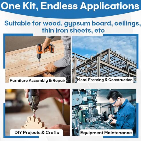 تشكيلة 100 قطعة من صواميل جاك المسمار، M4-20 M4-25 M5-25 M6-25 صامولة جاك مع مجموعة متنوعة من البراغي (لتركيب لوحة الترخيص، تركيب الجدار/الصفائح المعدنية المجوفة) in Kuwait