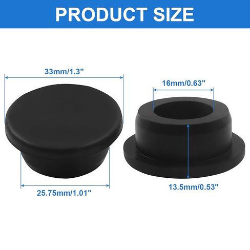 Litoexpe 10 Pcs 1 Inch Waterproof Rubber Plug, Black Flexible Rubber Stopper, Seal Button Plugs Tube Pipe End Caps for Round Holes Sinks Bathtubs in Saudi Arabia