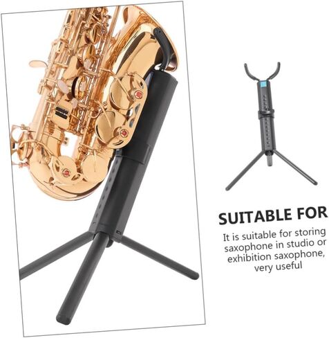VICASKY Portable Tenor Saxophone Stand Black Folding Saxophone Holder Rack with Blue Case, Stable Tenor Sax Storage Accessory for Music Practice and Performance in Saudi Arabia