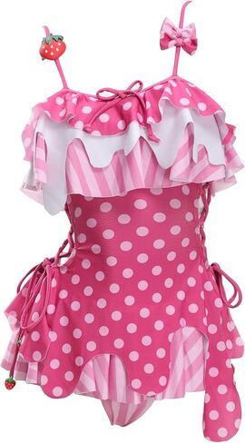 haikyuu Women Strawberry Swimsuit Kawaii One Piece Swimsuit Cute Bathing Suit Lace Up Swimwear Beach Swim Pool in Saudi Arabia