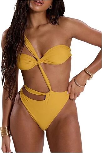 SHENHE Women's Sexy One Piece Cutout Swimsuit One Shoulder High Cut Tube Bathing Suit Monokini in Saudi Arabia