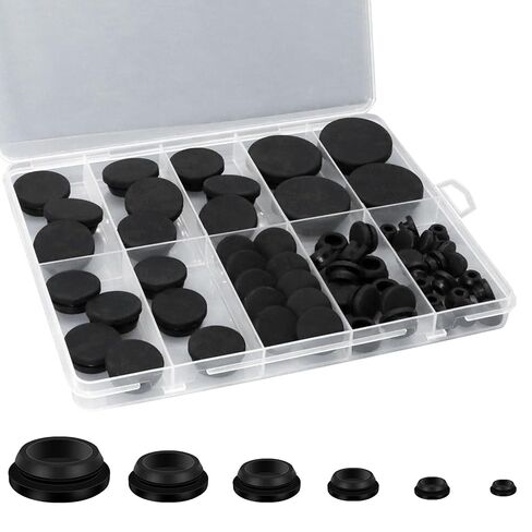 62 قطعة صندوق توصيل مطاطي أسود 6 أحجام سدادات مطاطية للسيارة المفاجئة في ثقوب مستديرة لأثاث أسلاك السيارات in Kuwait