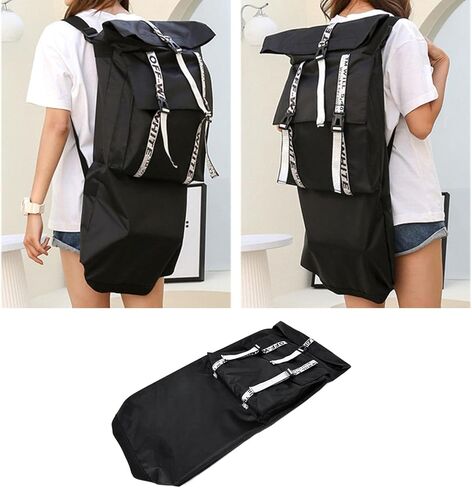 حقيبة حمل لوح التزلج، حقيبة ظهر طويلة قابلة للطي، حقيبة كتف أكسفورد مقاومة للماء مع حزام قابل للتعديل مناسبة للسفر والتنقل والاستخدام في الهواء الطلق in Kuwait