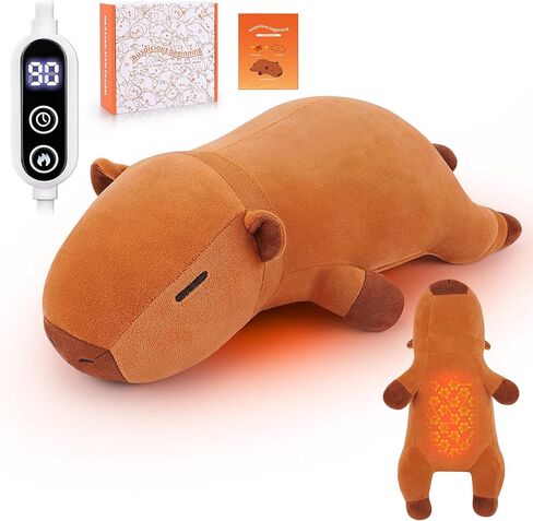 Electric Heating Pad for Cramps & Menstrual Pain Relief,14''Capybara Stuffed Animal Plush Heating Pad,USB Powered Portable Heated Stuffed Animals for Neck/Back/Shoulder,Gift for Women Girls Teens in Saudi Arabia