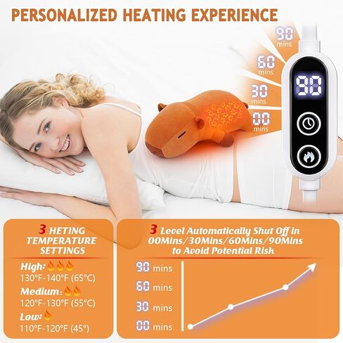Electric Heating Pad for Cramps & Menstrual Pain Relief,14''Capybara Stuffed Animal Plush Heating Pad,USB Powered Portable Heated Stuffed Animals for Neck/Back/Shoulder,Gift for Women Girls Teens in Saudi Arabia