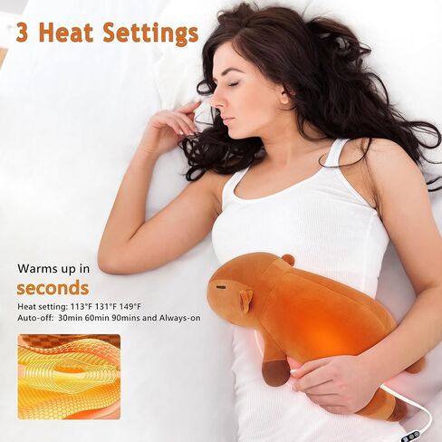 Electric Heating Pad for Cramps & Menstrual Pain Relief,14''Capybara Stuffed Animal Plush Heating Pad,USB Powered Portable Heated Stuffed Animals for Neck/Back/Shoulder,Gift for Women Girls Teens in Saudi Arabia