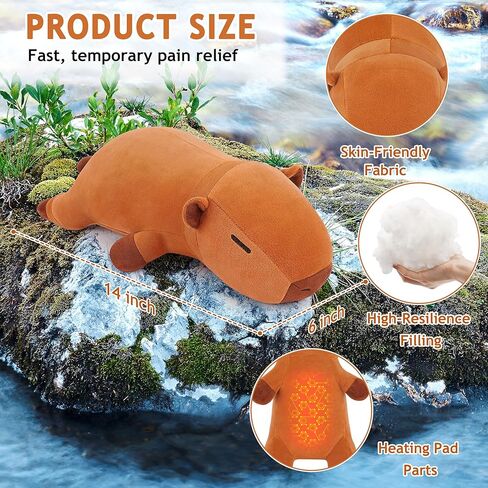 Electric Heating Pad for Cramps & Menstrual Pain Relief,14''Capybara Stuffed Animal Plush Heating Pad,USB Powered Portable Heated Stuffed Animals for Neck/Back/Shoulder,Gift for Women Girls Teens in Saudi Arabia