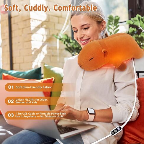 Electric Heating Pad for Cramps & Menstrual Pain Relief,14''Capybara Stuffed Animal Plush Heating Pad,USB Powered Portable Heated Stuffed Animals for Neck/Back/Shoulder,Gift for Women Girls Teens in Saudi Arabia