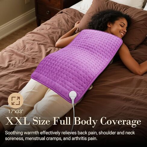 وسادة تسخين cuPiLo لتخفيف آلام الظهر، وسادة حرارة كبيرة مؤهلة من FSA مقاس 17 بوصة × 33 بوصة لتشنجات الدورة الشهرية، وسادات تسخين كهربائية للرقبة والكتفين والظهر، 6 إعدادات للحرارة، إيقاف تلقائي (أرجواني) in Kuwait