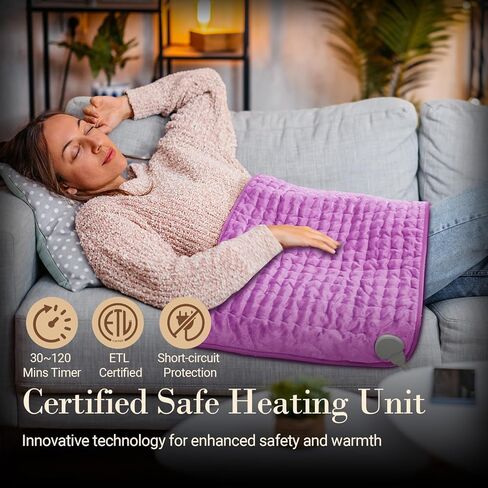 وسادة تسخين cuPiLo لتخفيف آلام الظهر، وسادة حرارة كبيرة مؤهلة من FSA مقاس 17 بوصة × 33 بوصة لتشنجات الدورة الشهرية، وسادات تسخين كهربائية للرقبة والكتفين والظهر، 6 إعدادات للحرارة، إيقاف تلقائي (أرجواني) in Kuwait