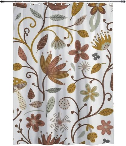 فطر الكرمة يطبع ستارة دش مضحكة مع السنانير، ستارة دش فاخرة مقاومة للماء للصيف، ستائر ممتعة للعطلات من القماش قابلة للغسل لحوض الاستحمام ديكور بسيط 48 × 72 بوصة in Kuwait