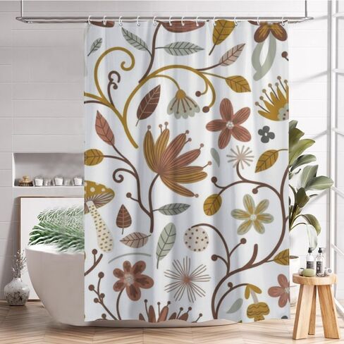 فطر الكرمة يطبع ستارة دش مضحكة مع السنانير، ستارة دش فاخرة مقاومة للماء للصيف، ستائر ممتعة للعطلات من القماش قابلة للغسل لحوض الاستحمام ديكور بسيط 48 × 72 بوصة in Kuwait