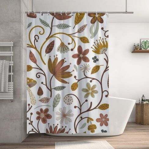 فطر الكرمة يطبع ستارة دش مضحكة مع السنانير، ستارة دش فاخرة مقاومة للماء للصيف، ستائر ممتعة للعطلات من القماش قابلة للغسل لحوض الاستحمام ديكور بسيط 48 × 72 بوصة in Kuwait