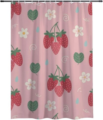 أنماط أوراق الأزهار لطيف ستارة دش مع السنانير، الصيف ستارة دش كوخ مقاوم للماء، النسيج قابل للغسل عطلة ستائر المرحاض للحمام ديكور الحمام الحديث 48x72 في in Kuwait