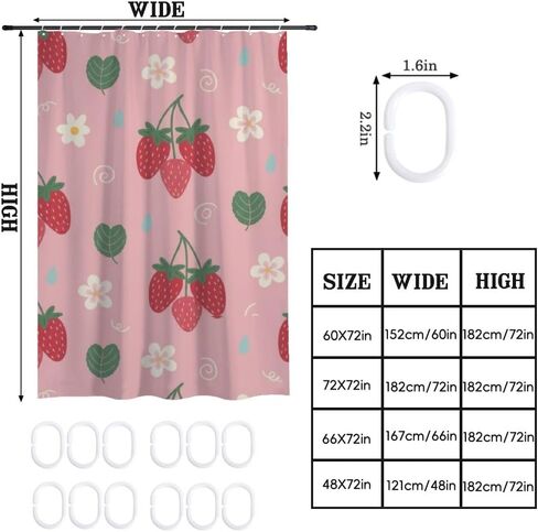 أنماط أوراق الأزهار لطيف ستارة دش مع السنانير، الصيف ستارة دش كوخ مقاوم للماء، النسيج قابل للغسل عطلة ستائر المرحاض للحمام ديكور الحمام الحديث 48x72 في in Kuwait
