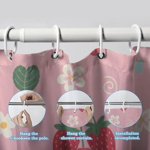 أنماط أوراق الأزهار لطيف ستارة دش مع السنانير، الصيف ستارة دش كوخ مقاوم للماء، النسيج قابل للغسل عطلة ستائر المرحاض للحمام ديكور الحمام الحديث 48x72 في in Kuwait