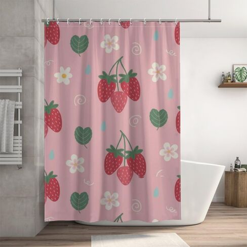 أنماط أوراق الأزهار لطيف ستارة دش مع السنانير، الصيف ستارة دش كوخ مقاوم للماء، النسيج قابل للغسل عطلة ستائر المرحاض للحمام ديكور الحمام الحديث 48x72 في in Kuwait