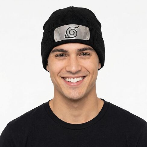 Ripple Junction Naruto Shippuden Metal Plate Adult Beanie Winter Hat Officially Licensed in Saudi Arabia