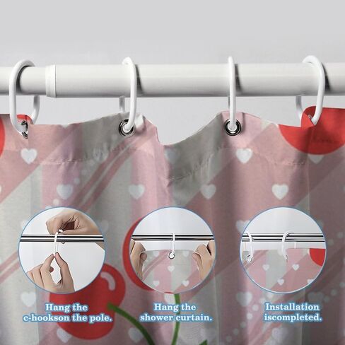 الكرز نمط لطيف ستارة دش مع السنانير، الصيف ستارة دش المحيط للماء، قابل للغسل النسيج عطلة منتصف القرن الستائر لحوض الاستحمام منتصف القرن الديكور الحديث 48x72 في in Kuwait