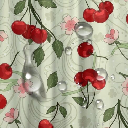 ستارة الحمام بنمط الأزهار الوردية مع خطافات، ستارة دش ساحلية مقاومة للماء للصيف، قماش قابل للغسل لقضاء العطلات في منتصف القرن ستائر حديثة للحمام بوهو ديكور الحمام 48 × 72 بوصة in Kuwait