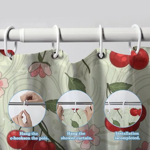 ستارة الحمام بنمط الأزهار الوردية مع خطافات، ستارة دش ساحلية مقاومة للماء للصيف، قماش قابل للغسل لقضاء العطلات في منتصف القرن ستائر حديثة للحمام بوهو ديكور الحمام 48 × 72 بوصة in Kuwait