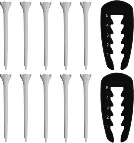 2 Pieces Precision Golf Tee Height Setter, Outdoor Adjustable Golf Tee Height Tool with 10 Pieces Tees, for Consistent and Precise Shots in Saudi Arabia